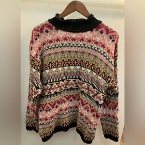 Vintage Hand-knit Faire-isle Sweater. Natural fibers